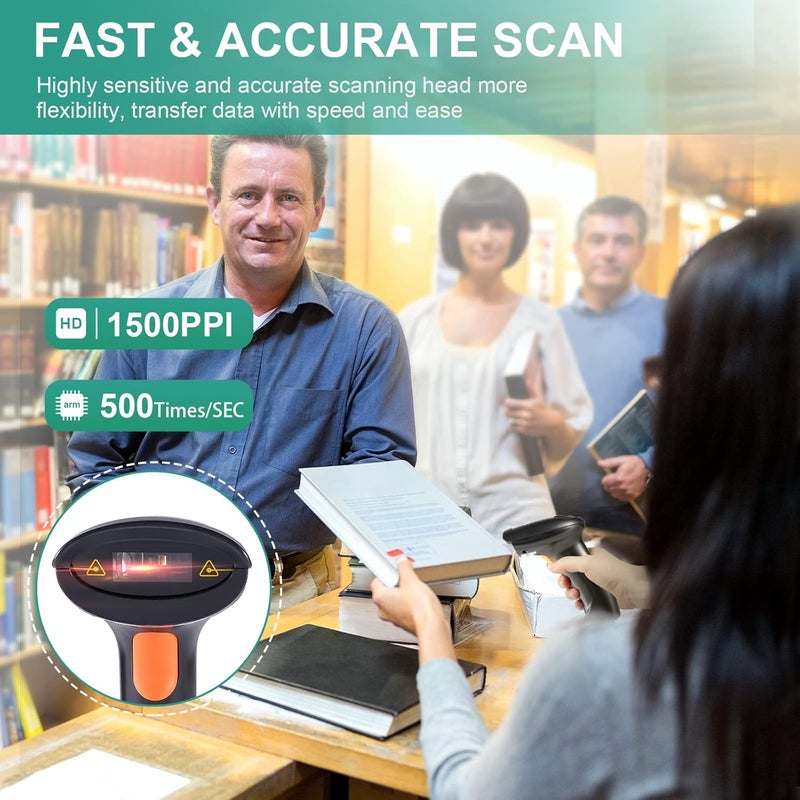 onewscan USB 1D Barcode Scanner, Handheld Wired Laser Barcode Reader with Stand Plug and Play Bar Code Scanners for Warehouse, Library, Supermarket - Image 4